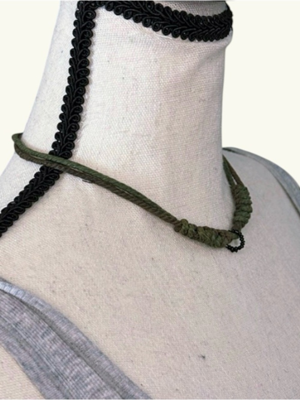 Handcrafted Olive Green braided choker Necklace